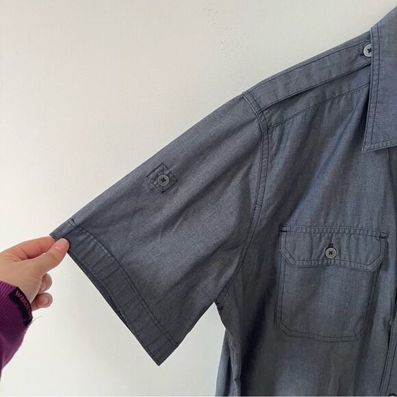 Merrell Dark Grey Short Sleeve Casual Button Down Shirt - Picture 8 of 8